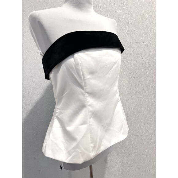 Zara strapless bow top in black and white in women size large 9003/420 - Picture 8 of 16